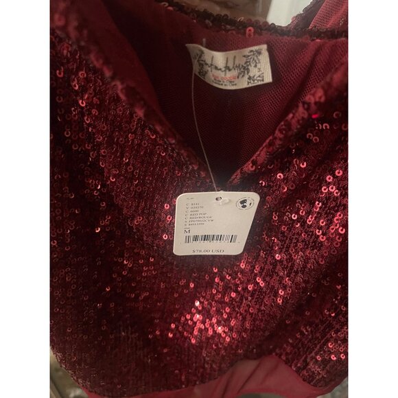 Free People Sparks Fly Sequin Body Suit SZ Medium - Picture 5 of 9